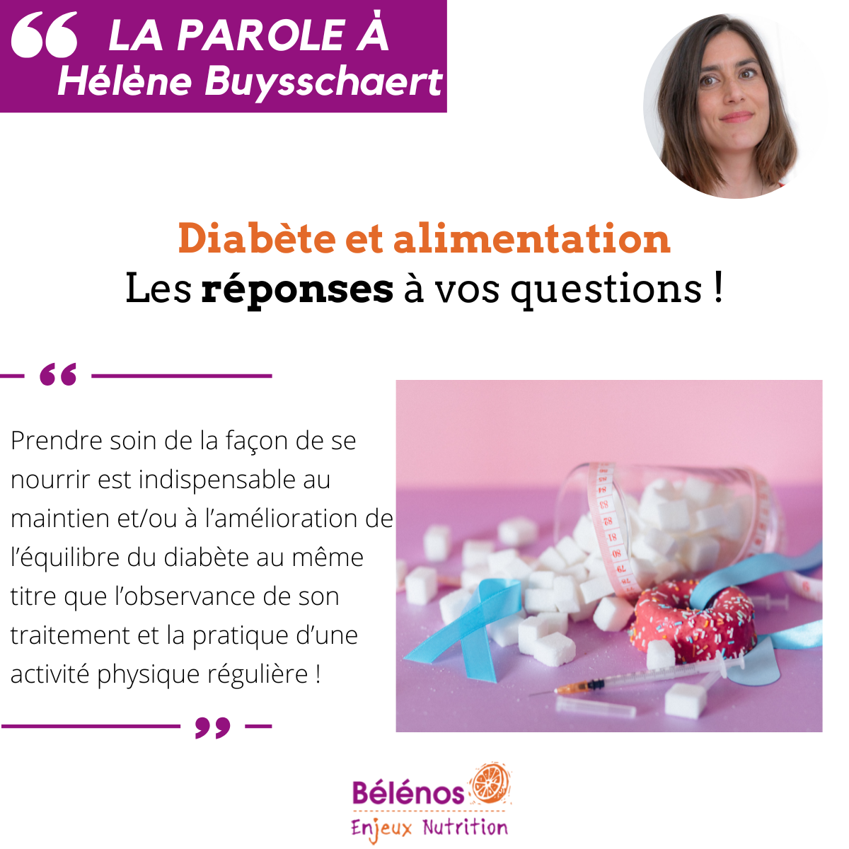 Titre : Alimentation et diabète, 7 conseils d'Hélène Buysschaert