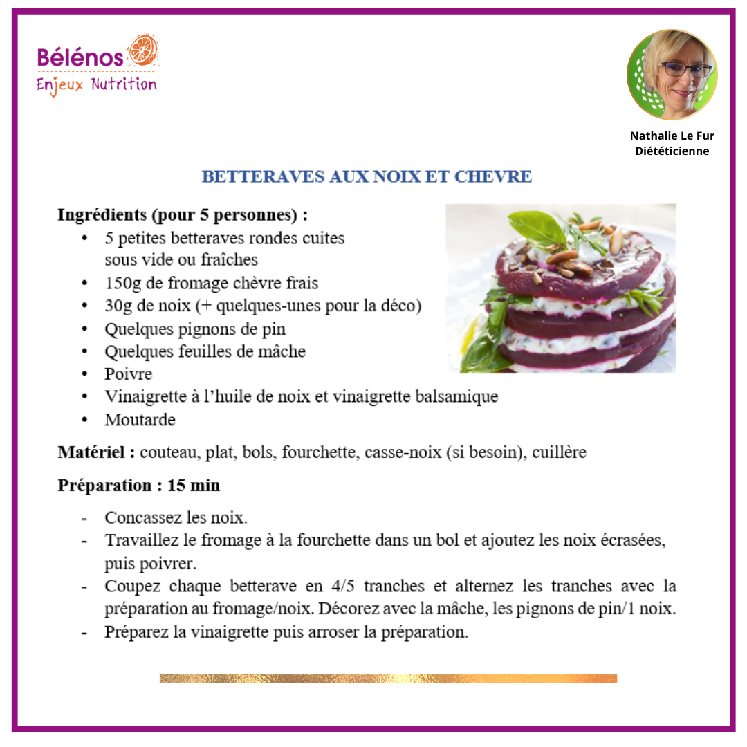 Betteraves aux chèvres et aux noix Recette 13 décembre